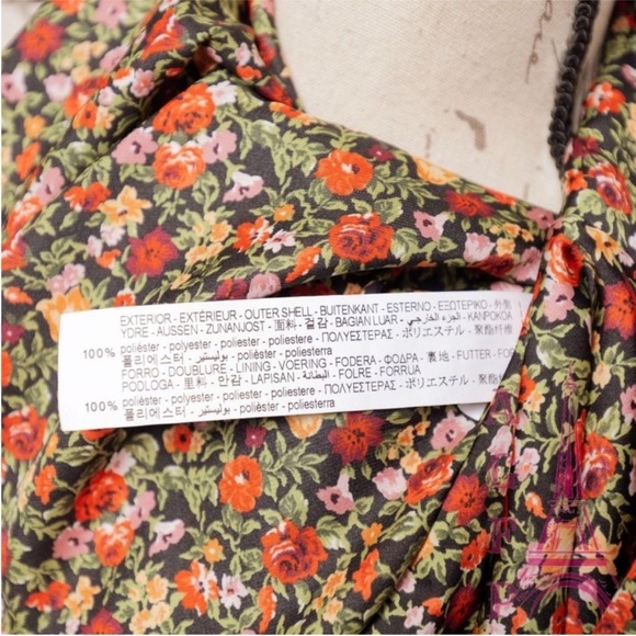 Zara Floral Brown Midi Dress satin square neck - Picture 5 of 5